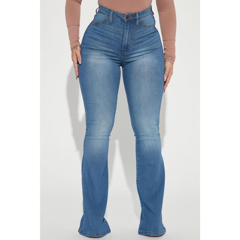 Vintage Wash High Waisted Flare Denim