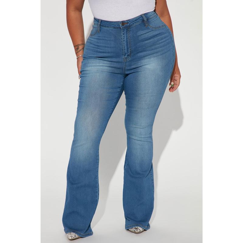 Vintage Wash High Waisted Flare Denim