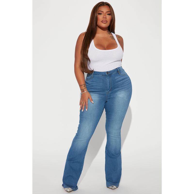 Vintage Wash High Waisted Flare Denim