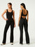 OYV Women Workout Scrunch Flare Jumpsuits Sexy Backless Butt Lift Gym Yoga Jumpsuits