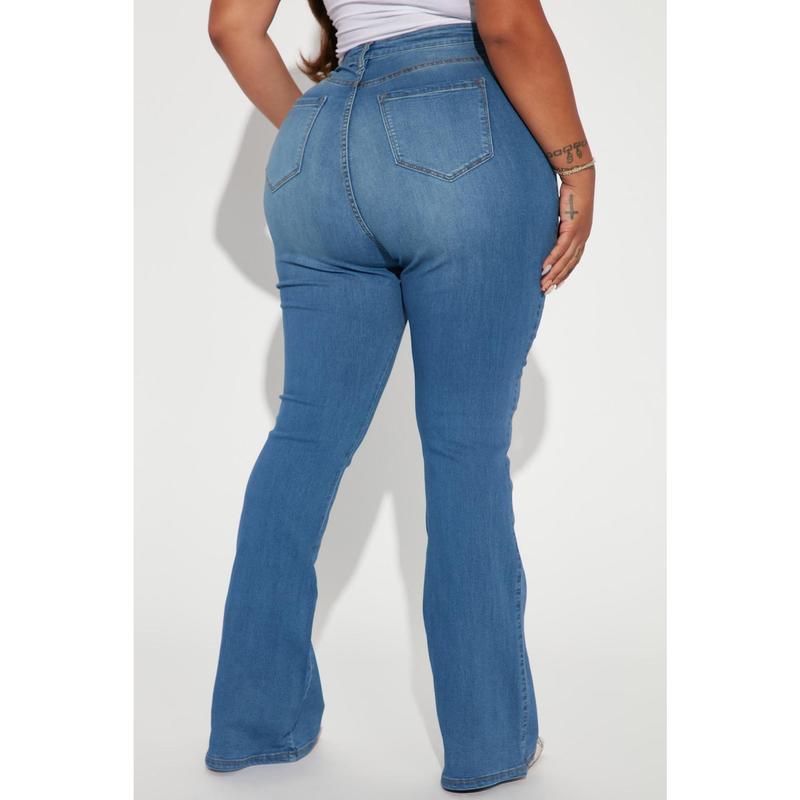 Vintage Wash High Waisted Flare Denim